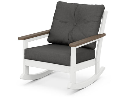 POLYWOOD® Vineyard Deep Seating Rocking Chair in White / Kona / Spectrum Carbon
