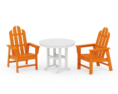 POLYWOOD® Long Island 3-Piece Round Dining Set in Tangerine / White