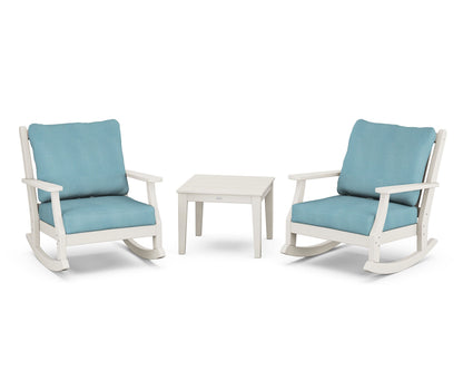 Country Living Wovendale 3-Piece Deep Seating Rocker Set in Sand / Lattice Sky Blue