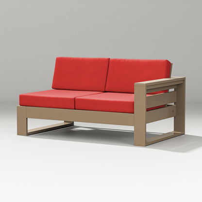 PW Designer Series Latitude Modular Right Arm Loveseat in Vintage Sahara / Crimson Linen