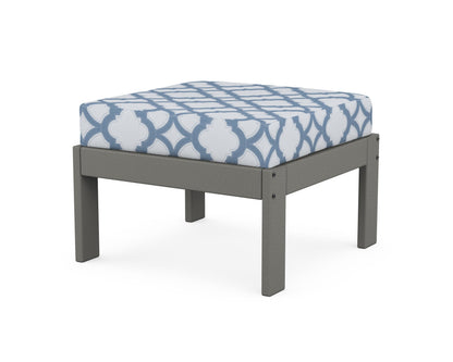 POLYWOOD® Vineyard Modular Ottoman in Slate Grey / Trellis Sky Blue