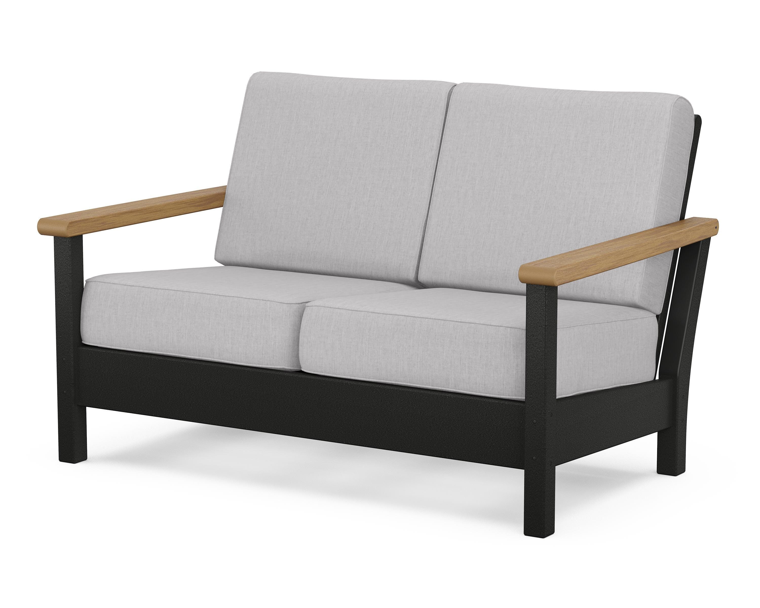 POLYWOOD® Harbour Deep Seating Loveseat in Black / Natural / Granite