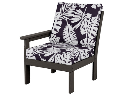 POLYWOOD® Vineyard Modular Left Arm Chair in Vintage Coffee / Leaf Navy