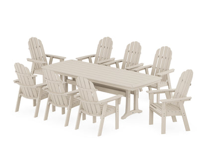 POLYWOOD® Vineyard Curveback Adirondack 9-Piece Dining Set with Trestle Legs in Sand