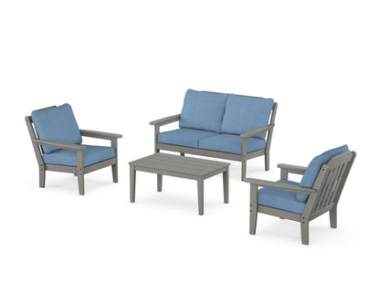 Country Living Cottage 4-Piece Deep Seating Set with Loveseat in Slate Grey / Sky Blue
