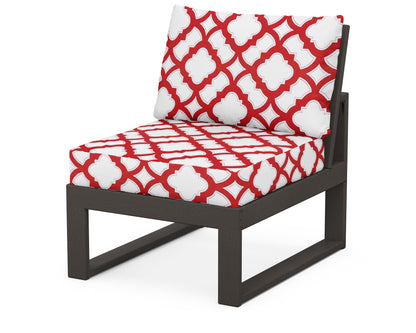 Unbranded Modular Armless Chair in Vintage Coffee / Trellis Crimson