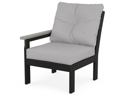 POLYWOOD® Vineyard Modular Left Arm Chair in Black / Driftwood / Granite