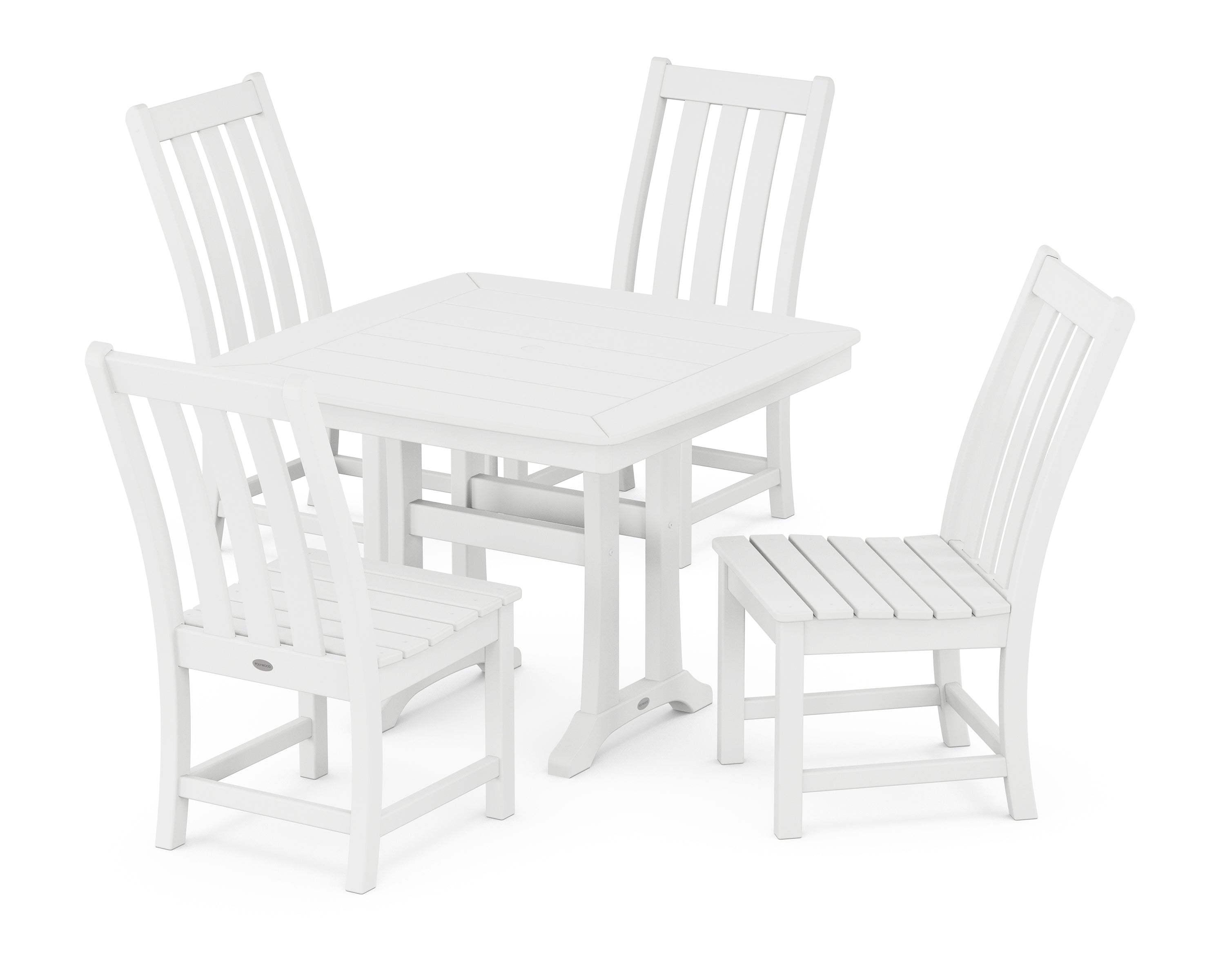 POLYWOOD® Vineyard Side Chair 5-Piece Dining Set with Trestle Legs in White