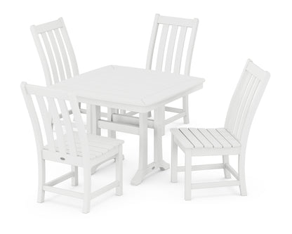 POLYWOOD® Vineyard Side Chair 5-Piece Dining Set with Trestle Legs in White