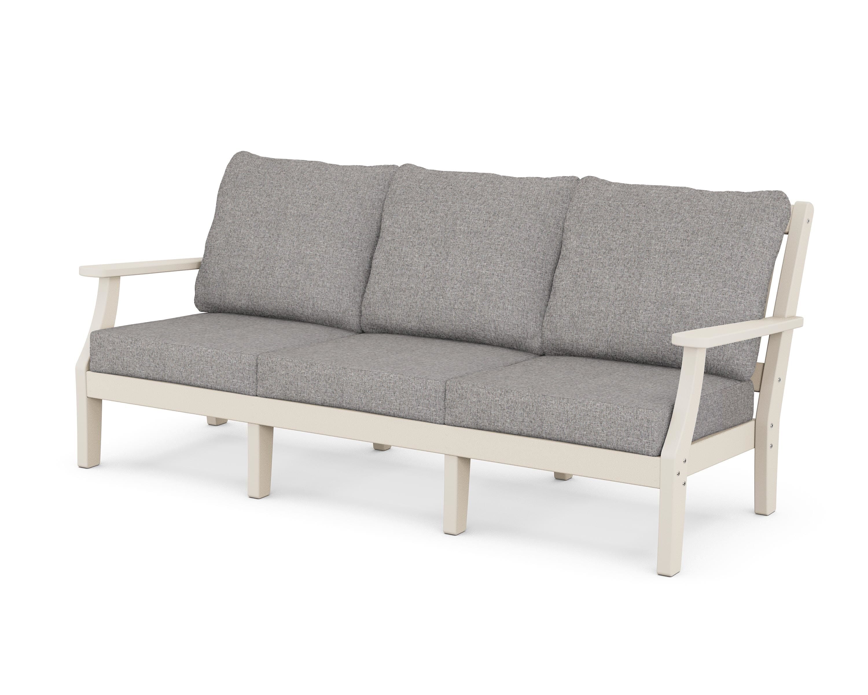 Martha Stewart by POLYWOOD® Chinoiserie Deep Seating Sofa in Sand / Grey Mist