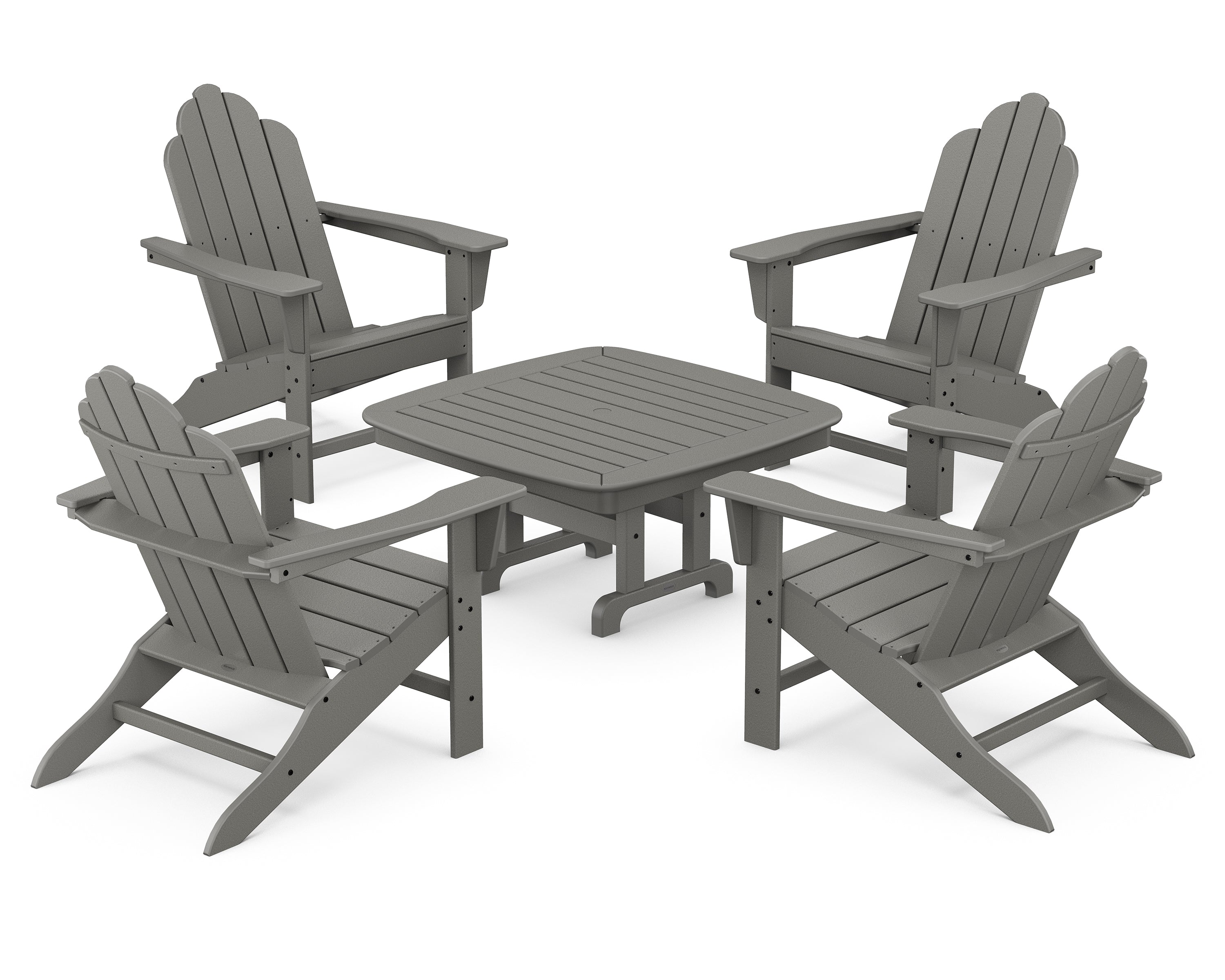 POLYWOOD® Long Island Adirondack 5-Piece Conversation Group in Slate Grey