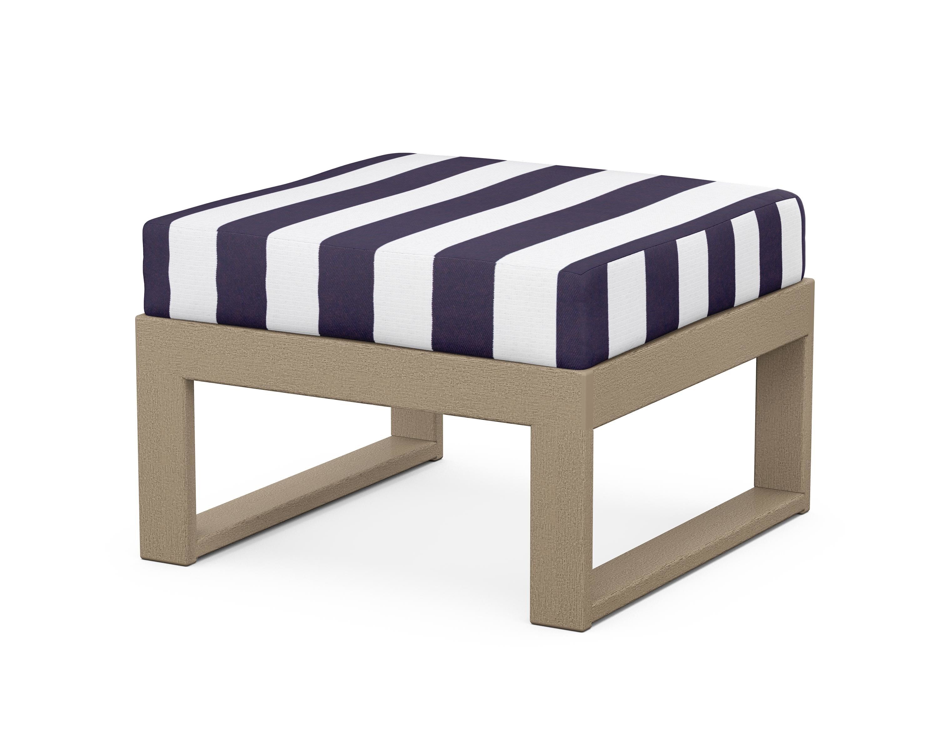 Unbranded Modular Ottoman - Modern in Vintage Sahara / Cabana Stripe Navy