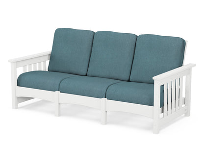 POLYWOOD® Club Mission Sofa in White / Ocean Teal