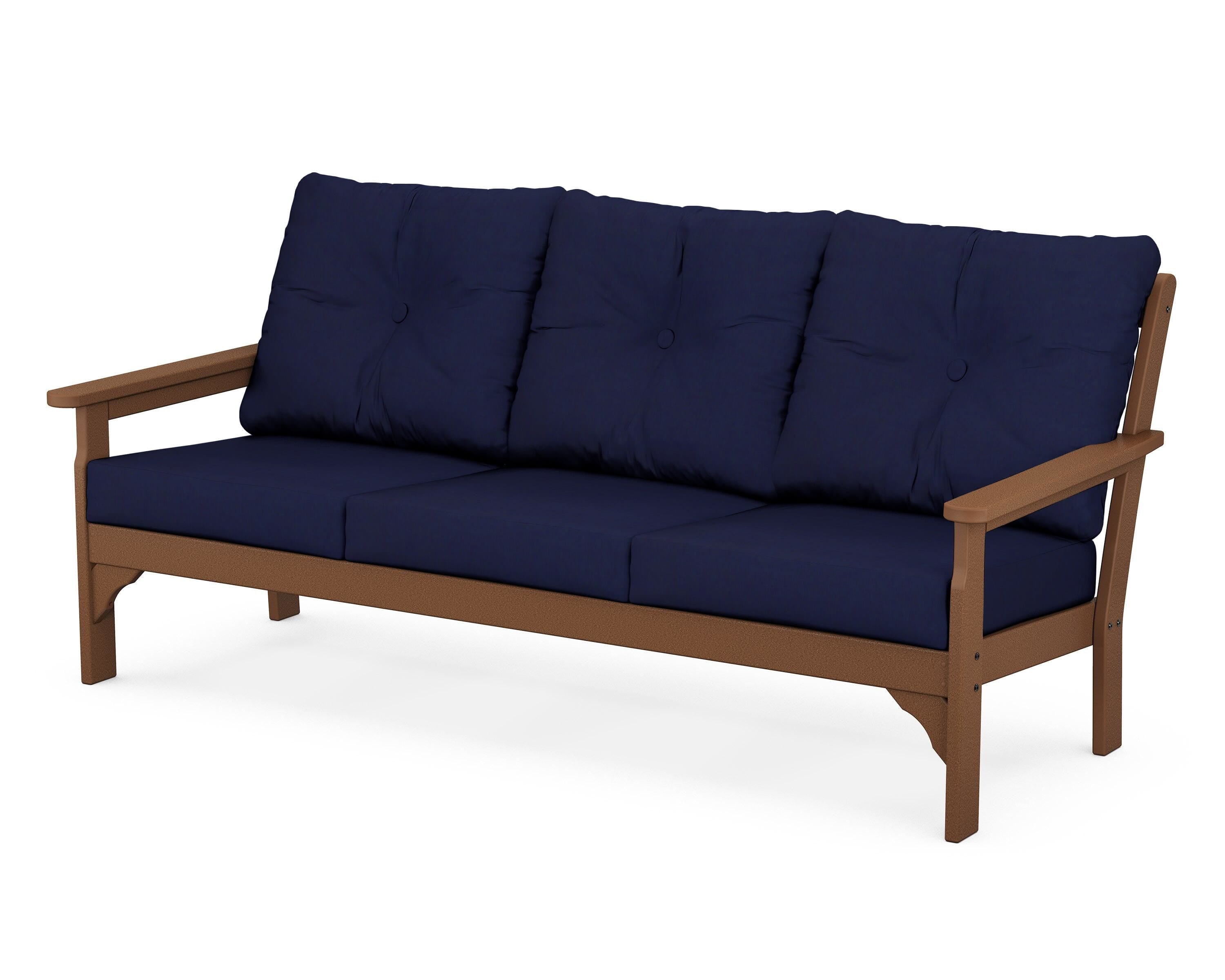 POLYWOOD® Vineyard Deep Seating Sofa in Teak / Navy