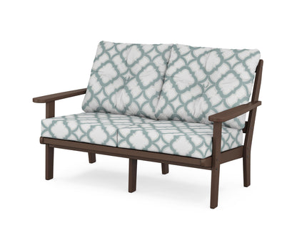 POLYWOOD® Mission Deep Seating Loveseat in Mahogany / Trellis Glacier Spa