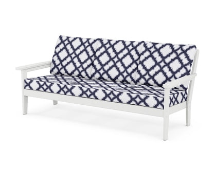 Country Living Cottage Deep Seating Sofa in White / Trellis Navy