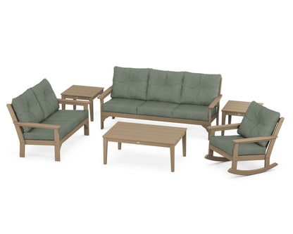 POLYWOOD® Vineyard 6-Piece Deep Seating Set in Vintage Sahara / Cast Sage