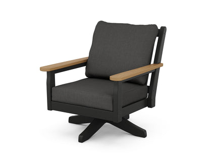 POLYWOOD® Chippendale Deep Seating Swivel Chair in Black / Natural / Spectrum Carbon