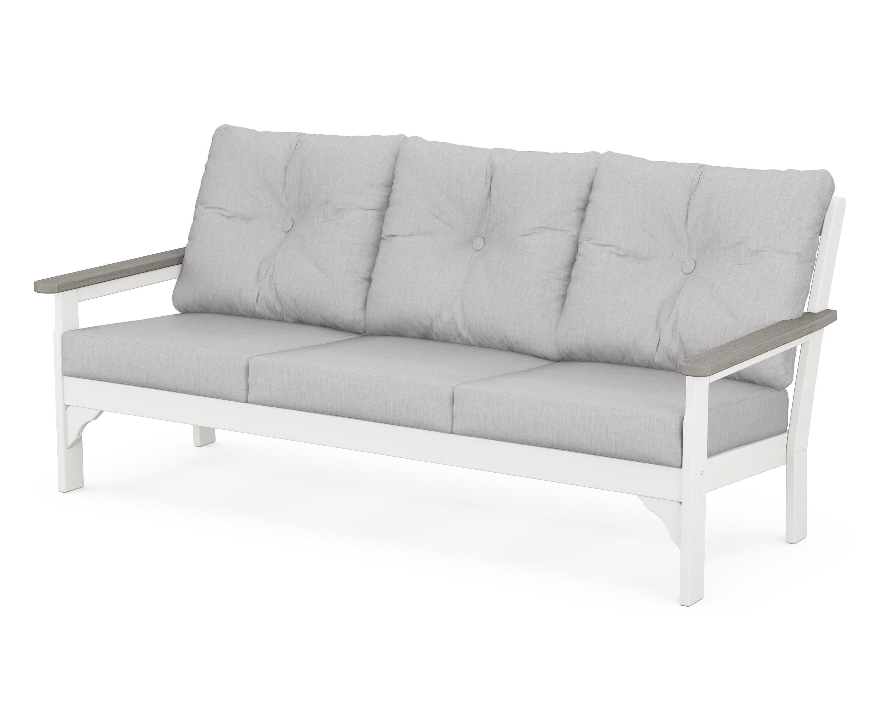 POLYWOOD® Vineyard Deep Seating Sofa in White / Driftwood / Granite