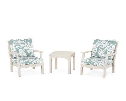 Martha Stewart by POLYWOOD® Chinoiserie 3-Piece Deep Seating Set in Sand / Leaf Glacier Spa
