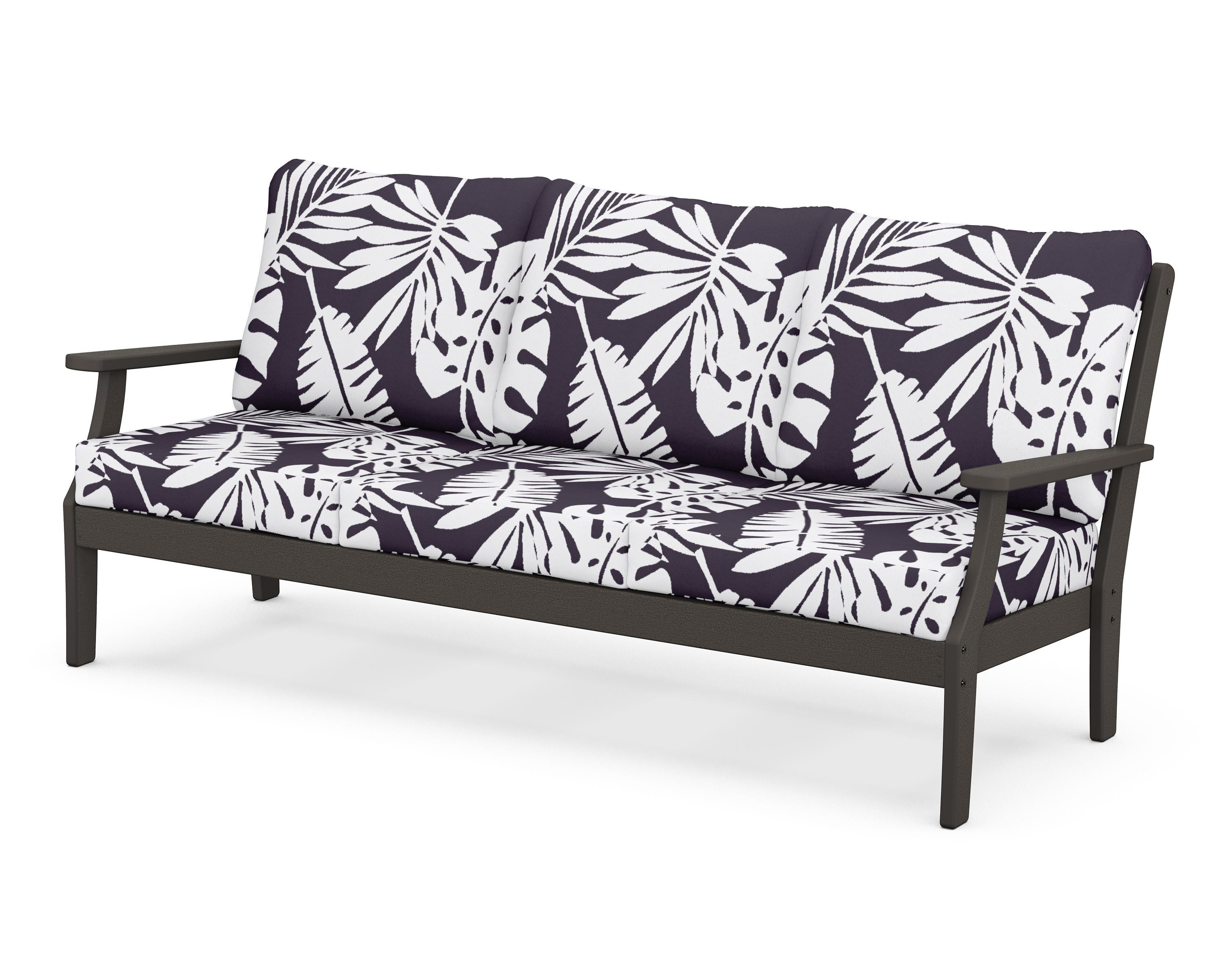 POLYWOOD® Braxton Deep Seating Sofa in Vintage Coffee / Leaf Navy