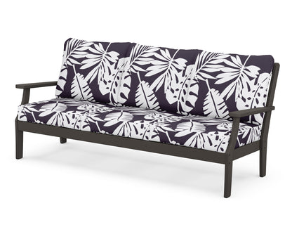 POLYWOOD® Braxton Deep Seating Sofa in Vintage Coffee / Leaf Navy