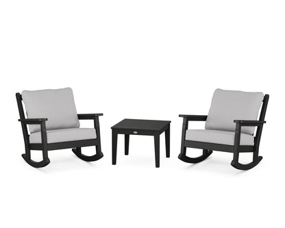 POLYWOOD® Chippendale 3-Piece Deep Seating Rocker Set in Black / Granite