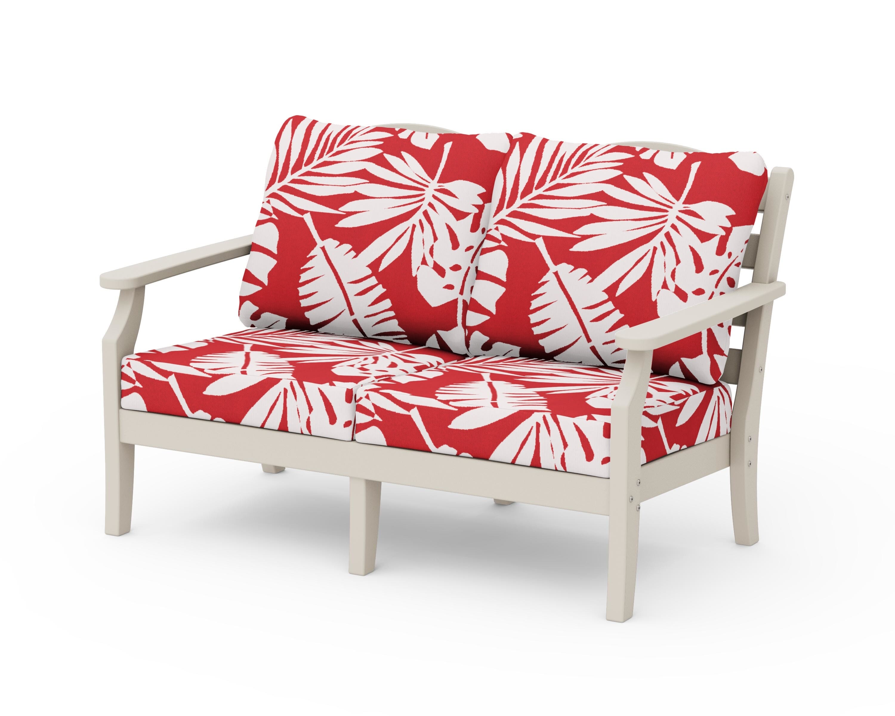 Draper James™ by  POLYWOOD® Savannah Deep Seating Loveseat in Sand / Leaf Crimson