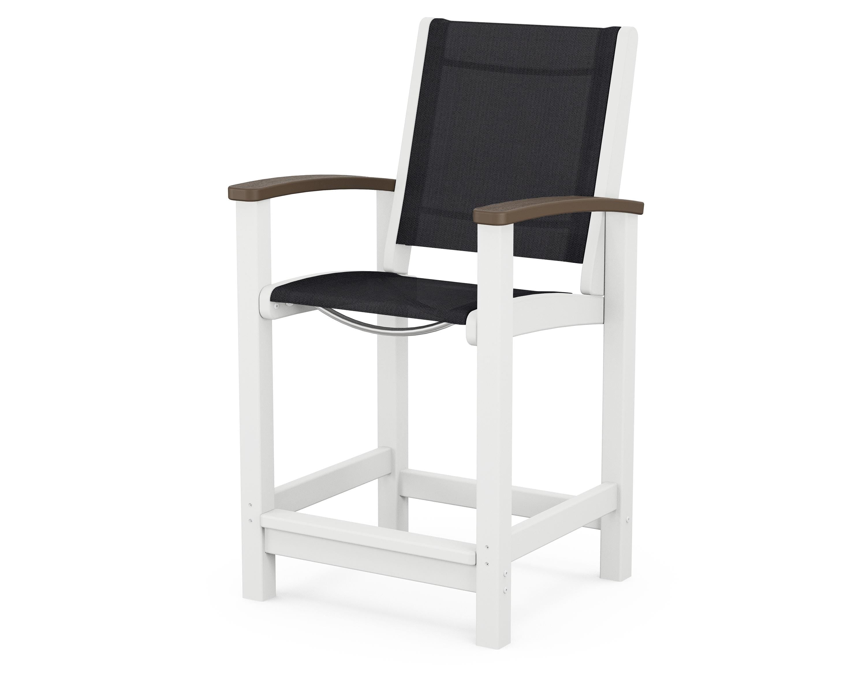POLYWOOD® Coastal Counter Chair in White / Kona / Black Sling