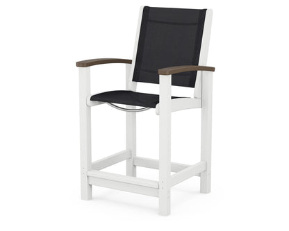 POLYWOOD® Coastal Counter Chair in White / Kona / Black Sling