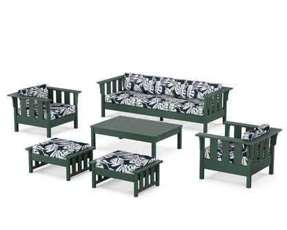 Martha Stewart by POLYWOOD® Acadia 6-Piece Lounge Sofa Set in Green / Leaf Marine Indigo