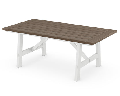 POLYWOOD® Rustic Farmhouse 39" x 75" Dining Table in White / Kona