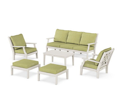Country Living Wovendale 6-Piece Lounge Sofa Set in Sand / Chartreuse Boucle