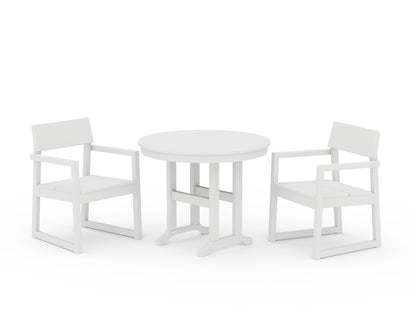 POLYWOOD® EDGE 3-Piece Round Dining Set in White