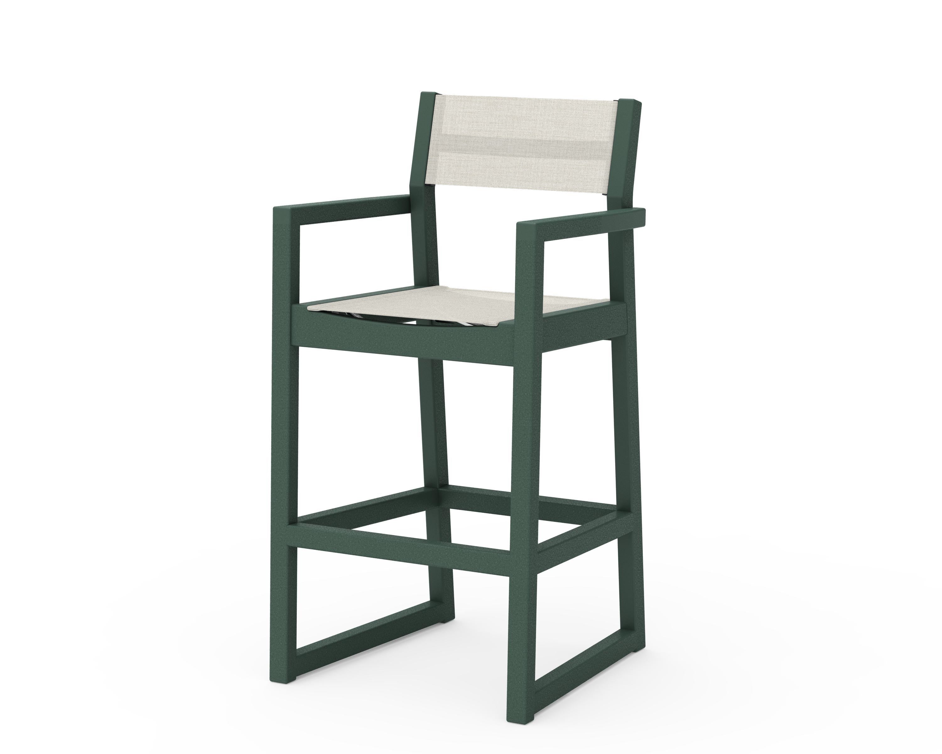 POLYWOOD® EDGE Sling Bar Arm Chair in Green / Parchment Sling