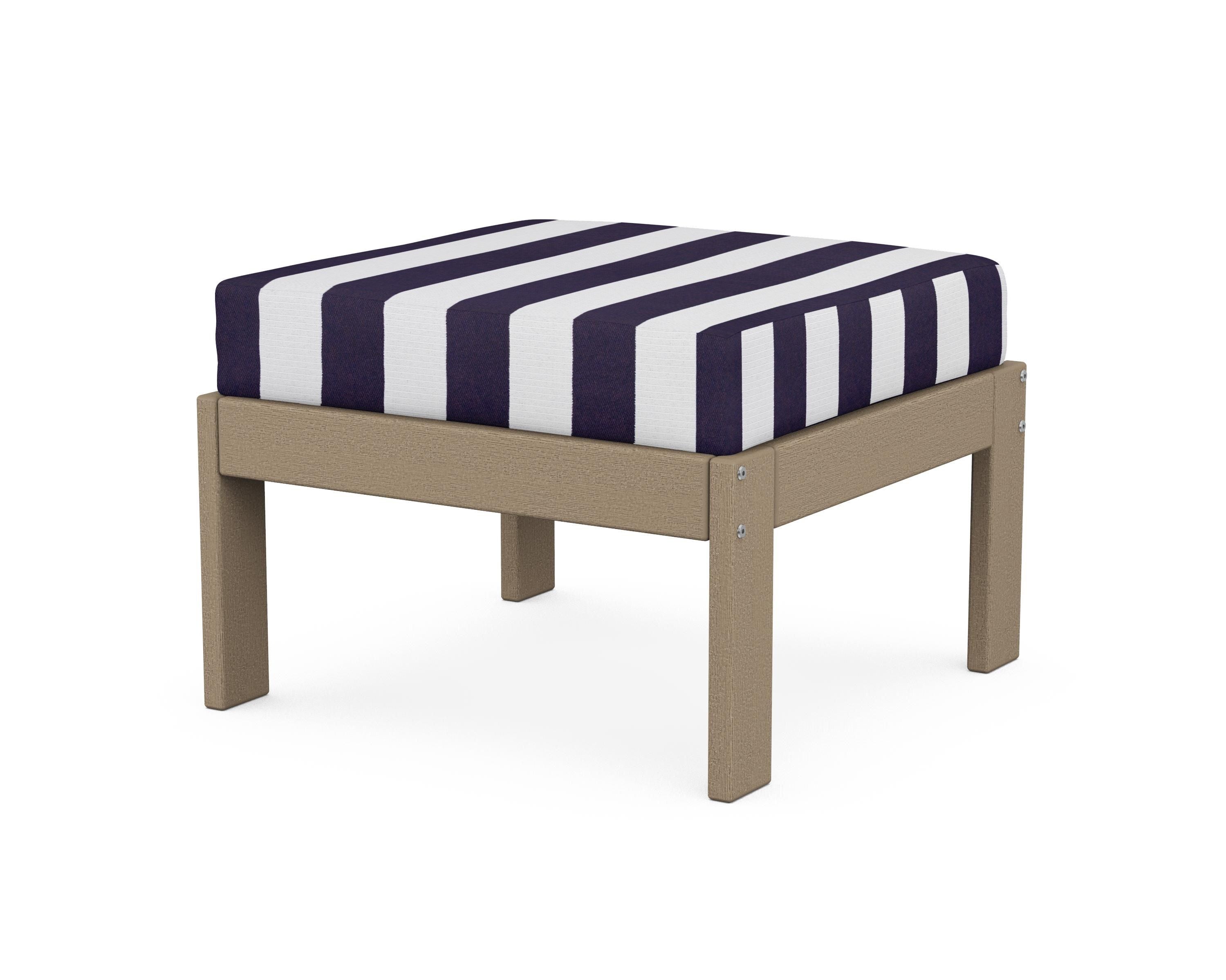 POLYWOOD® Vineyard Modular Ottoman in Vintage Sahara / Cabana Stripe Navy