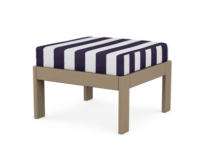 POLYWOOD® Vineyard Modular Ottoman in Vintage Sahara / Cabana Stripe Navy