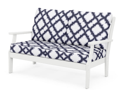 POLYWOOD® Braxton Deep Seating Loveseat in White / Trellis Navy