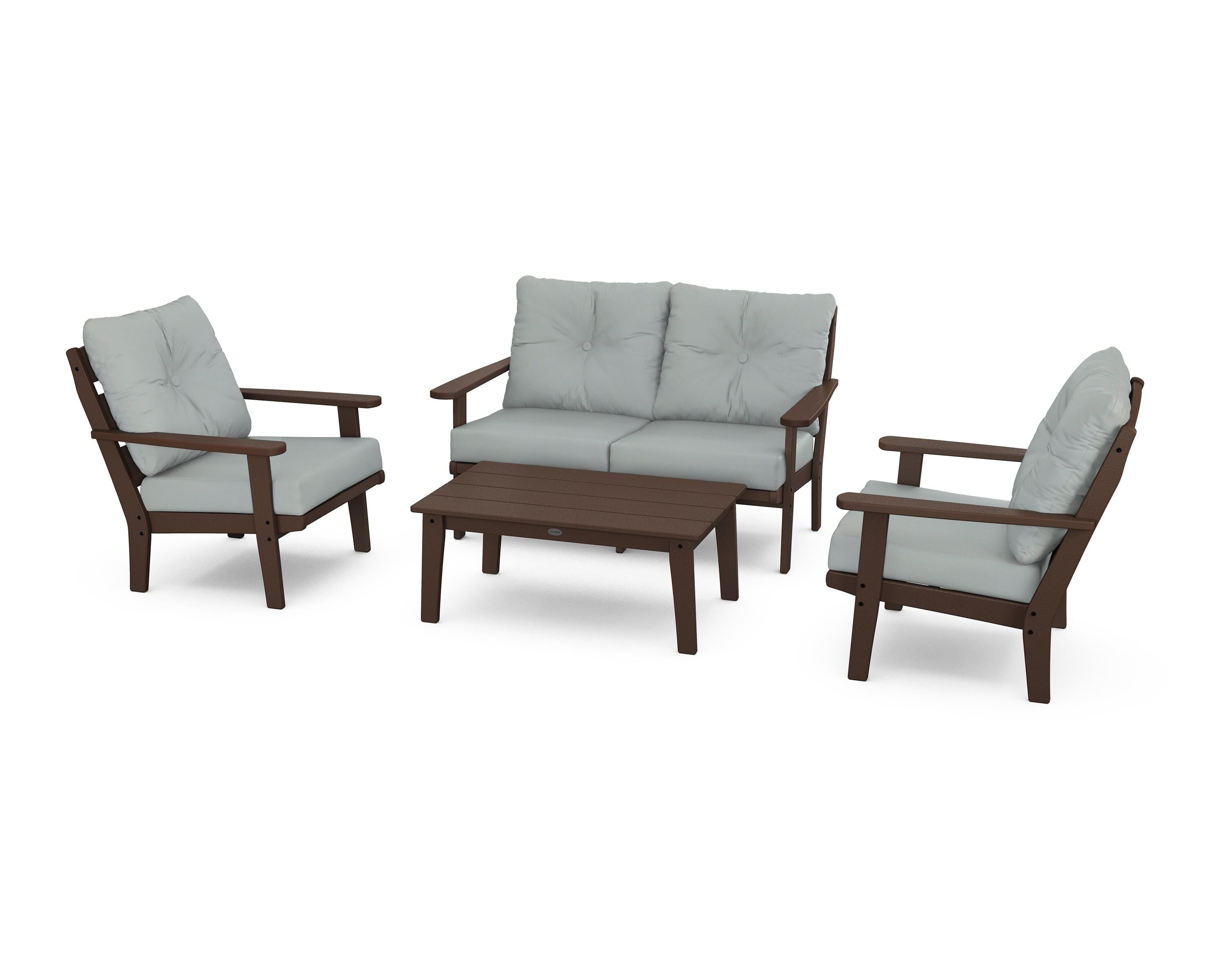POLYWOOD® Lakeside 4-Piece Deep Seating Set in Mahogany / Spa