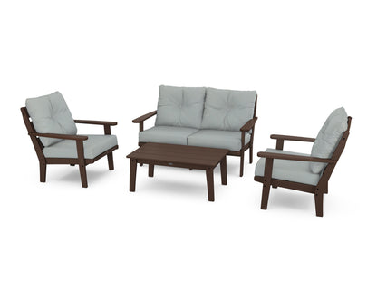 POLYWOOD® Lakeside 4-Piece Deep Seating Set in Mahogany / Spa