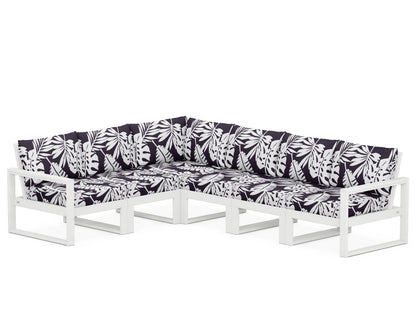POLYWOOD® EDGE 6-Piece Modular Deep Seating Set in White / Leaf Navy