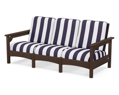 POLYWOOD® Club Sofa in Mahogany / Cabana Stripe Navy