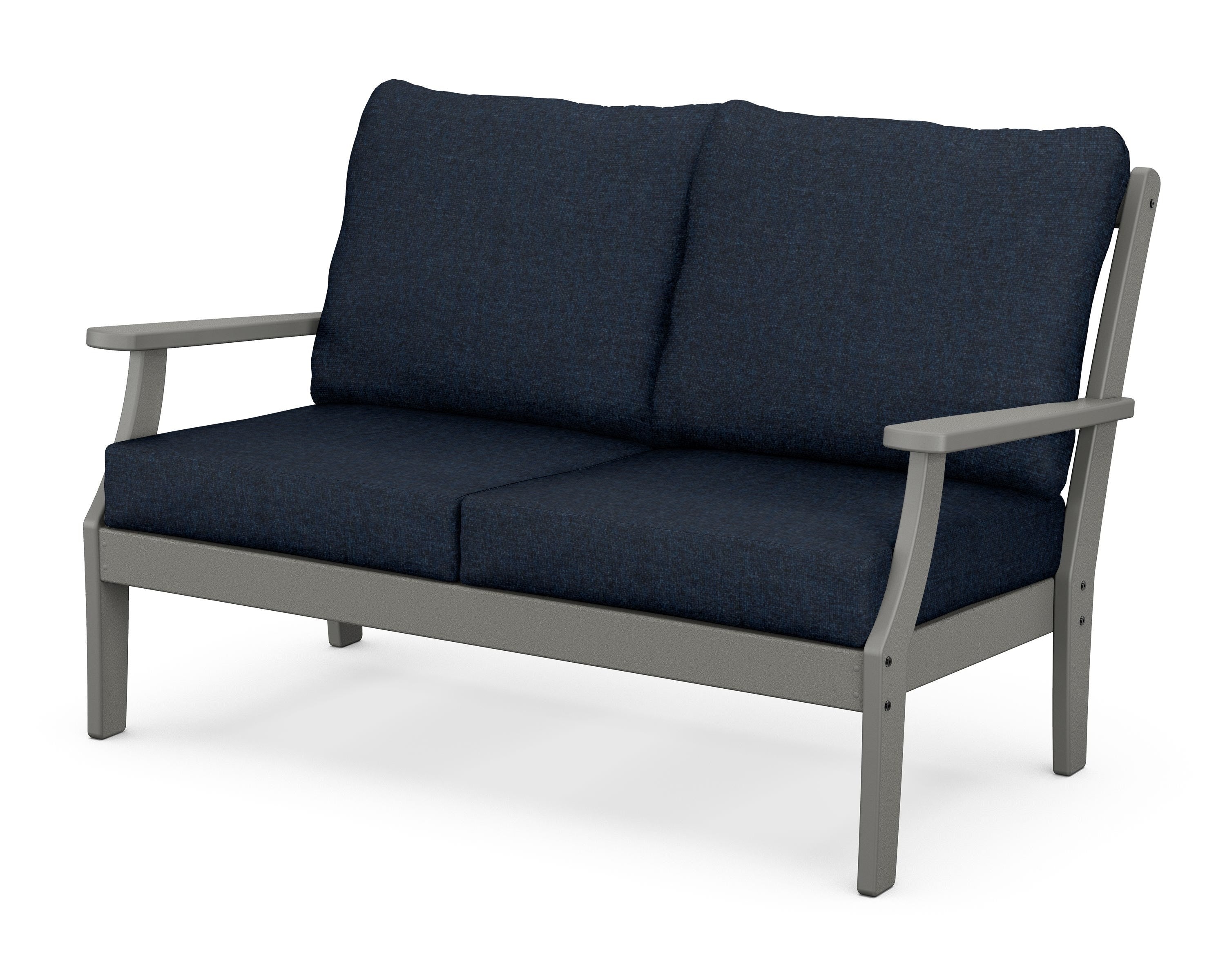 POLYWOOD® Braxton Deep Seating Loveseat in Slate Grey / Marine Indigo