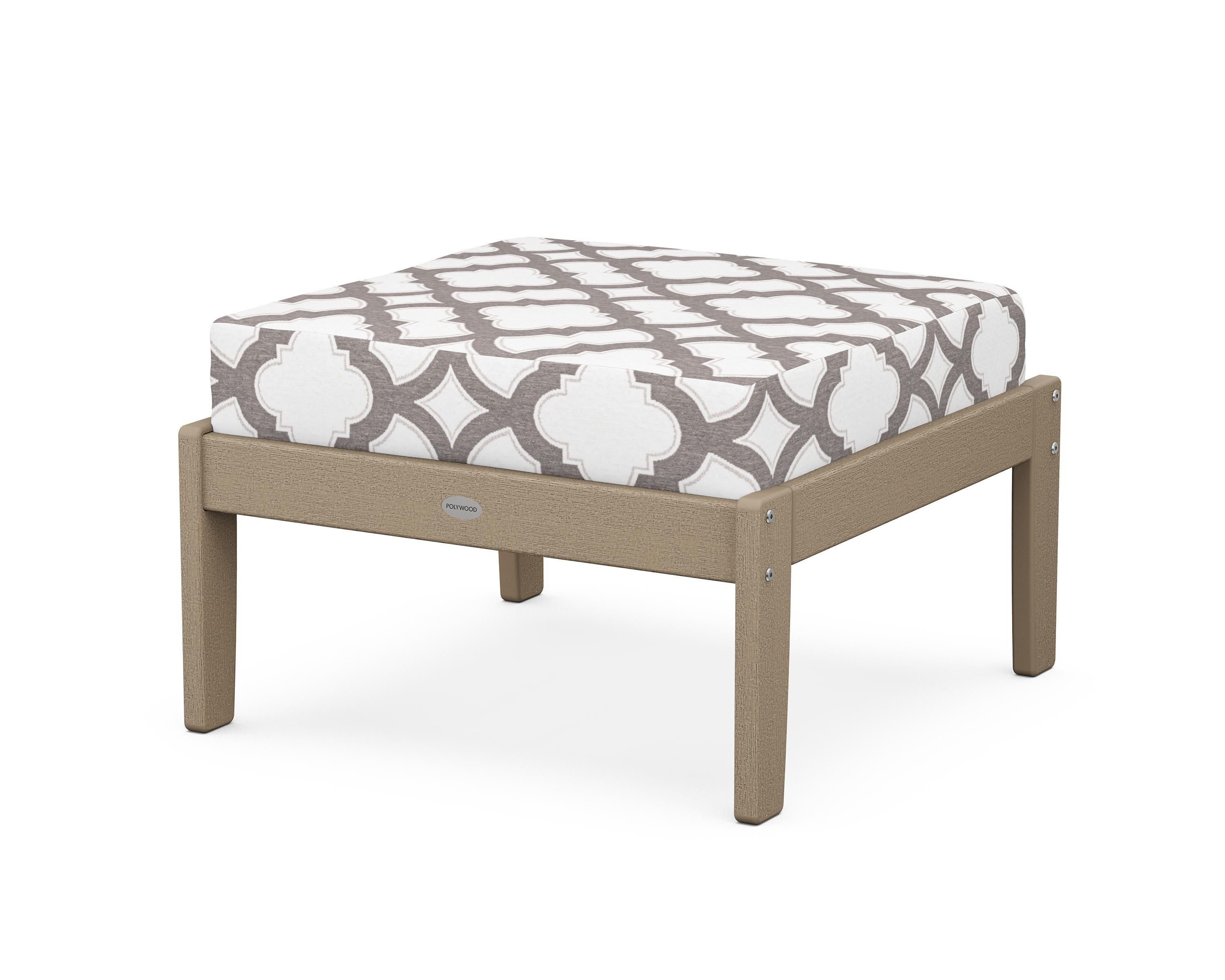 POLYWOOD® Braxton Deep Seating Ottoman in Vintage Sahara / Trellis Grey Mist