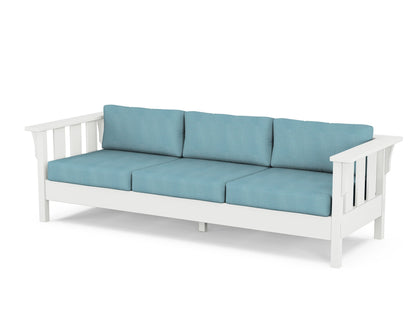 Martha Stewart by POLYWOOD® Acadia Deep Seating Sofa in White / Lattice Sky Blue