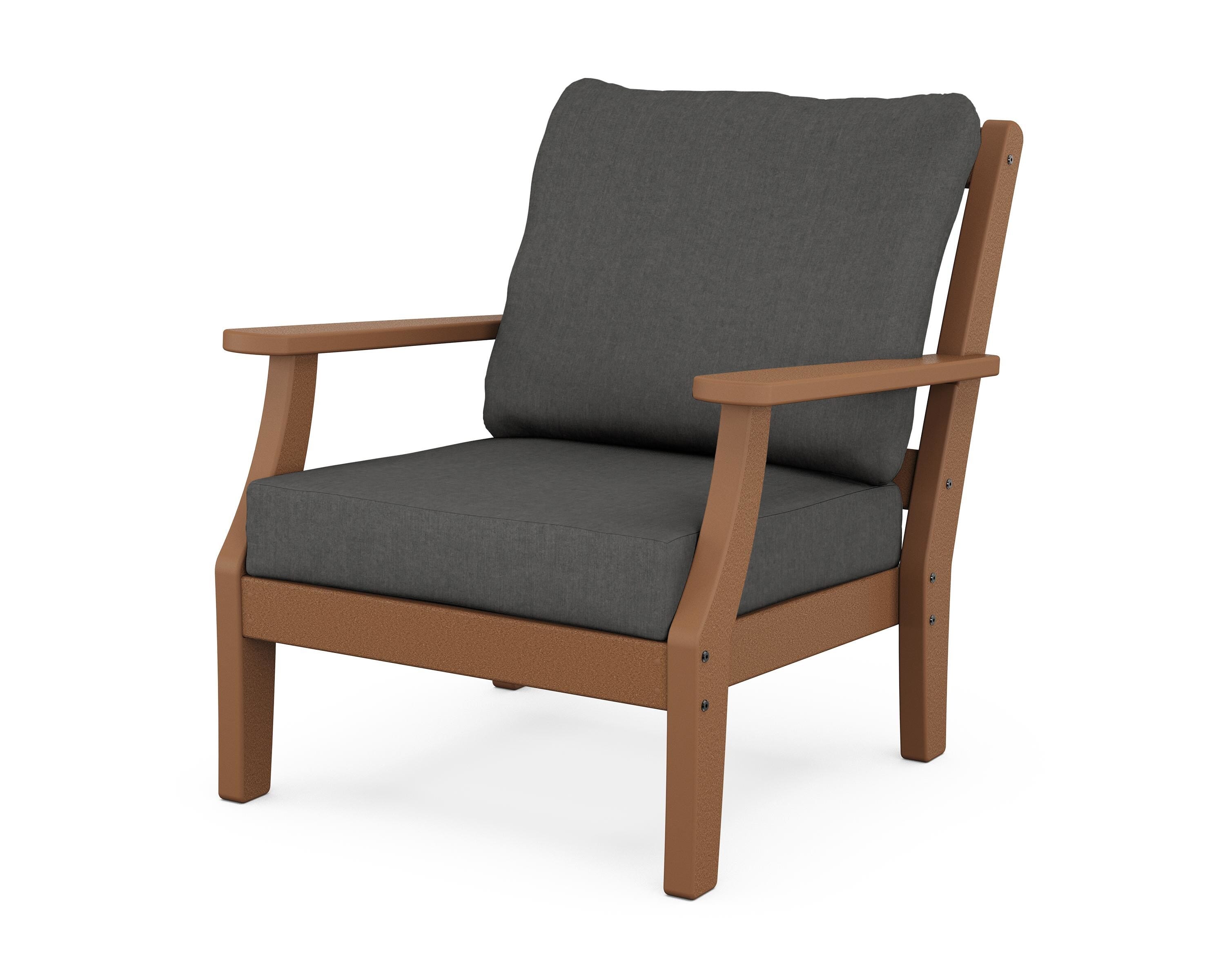 Martha Stewart by POLYWOOD® Chinoiserie Deep Seating Chair in Teak / Spectrum Carbon