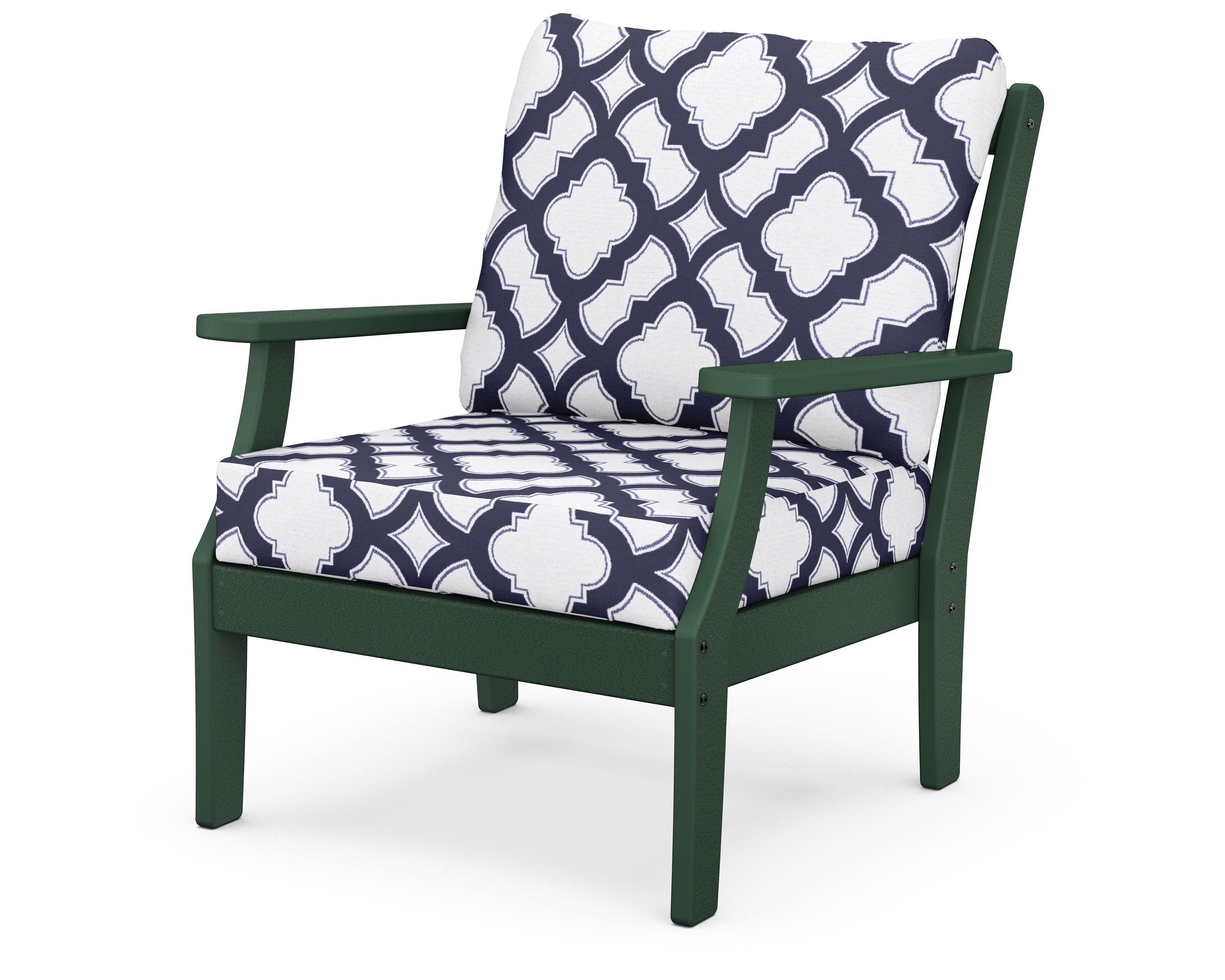 POLYWOOD® Braxton Deep Seating Chair in Green / Trellis Navy