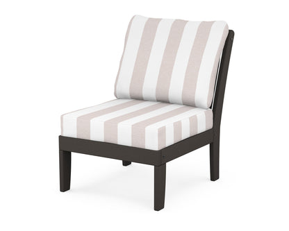 POLYWOOD® Braxton Modular Armless Chair in Vintage Coffee / Cabana Stripe Dune Burlap