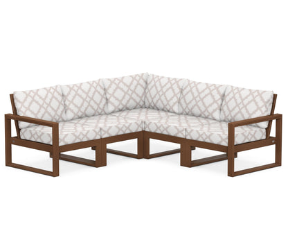 POLYWOOD® EDGE 5-Piece Modular Deep Seating Set in Teak / Trellis Dune Burlap
