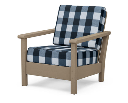 POLYWOOD® Harbour Deep Seating Chair in Vintage Sahara / Buffalo Plaid Marine Indigo